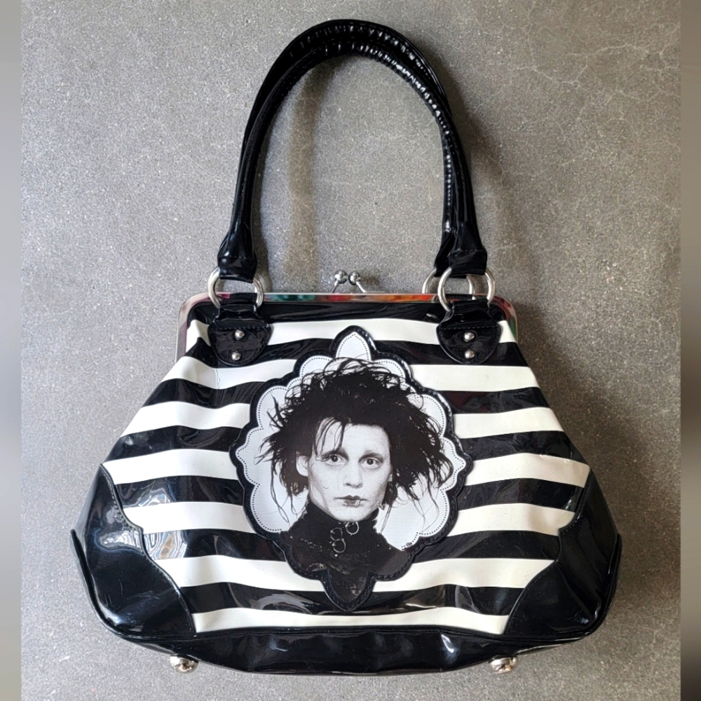 Edward Scissorhands Black and White Striped Purse